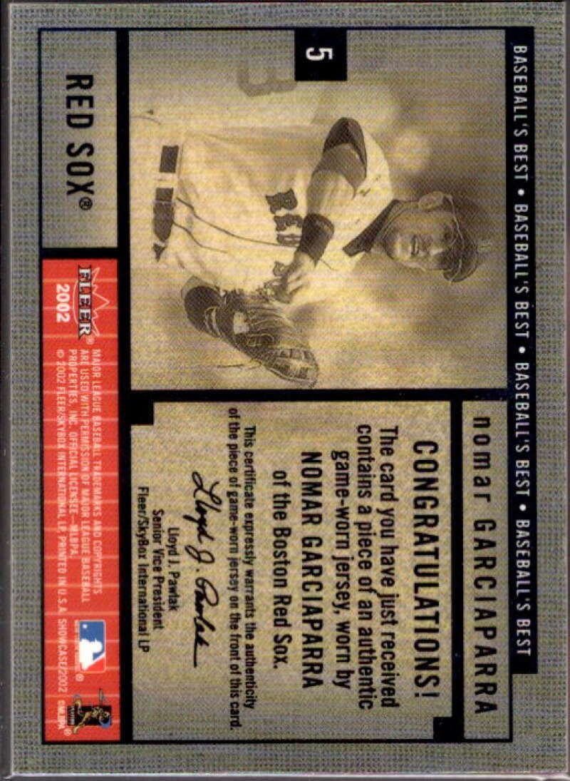 Nomar Garciaparra Jsy Card 2002 Fleer Showcase Baseball's Best Memorabilia #7  Image 2