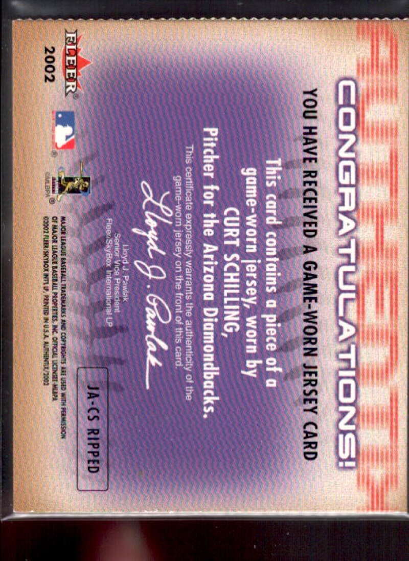Curt Schilling SP Card 2002 Fleer Authentix Jersey AuthenTIX #JACS  Image 2