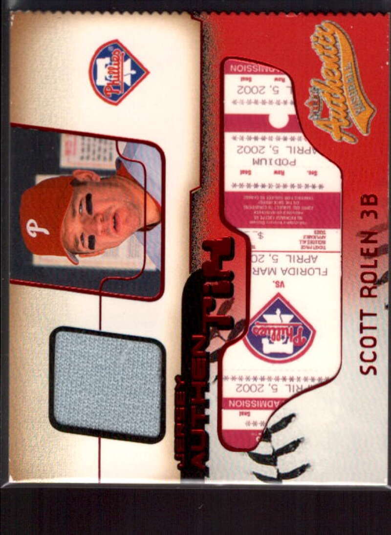 Scott Rolen SP Card 2002 Fleer Authentix Jersey AuthenTIX #JASR  Image 1