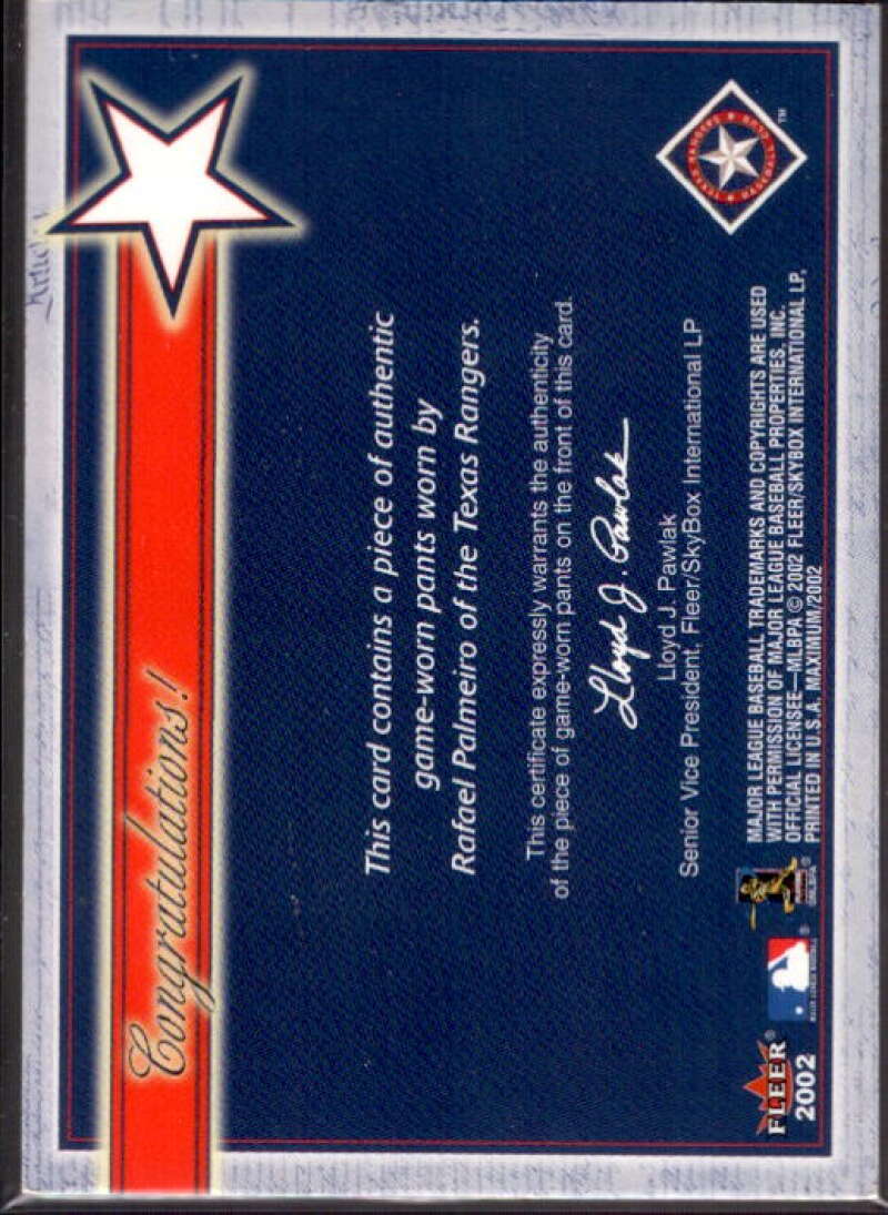 Rafael Palmeiro Card 2002 Fleer Maximum Americas Game Jersey Gold #16  Image 2