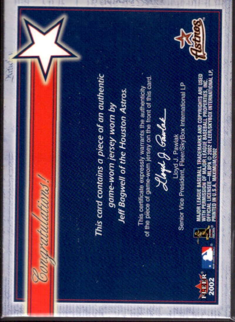 Jeff Bagwell Card 2002 Fleer Maximum Americas Game Jersey #1  Image 2