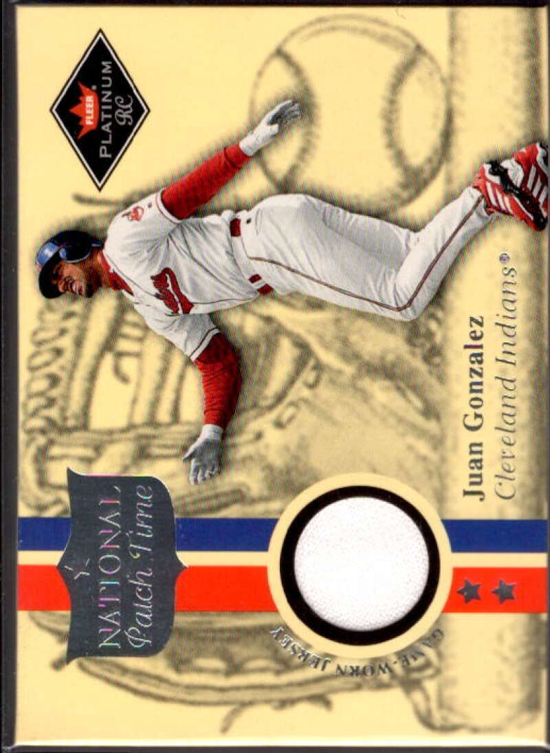 Juan Gonzalez SP Card 2001 Fleer Platinum National Patch Time #19  Image 1
