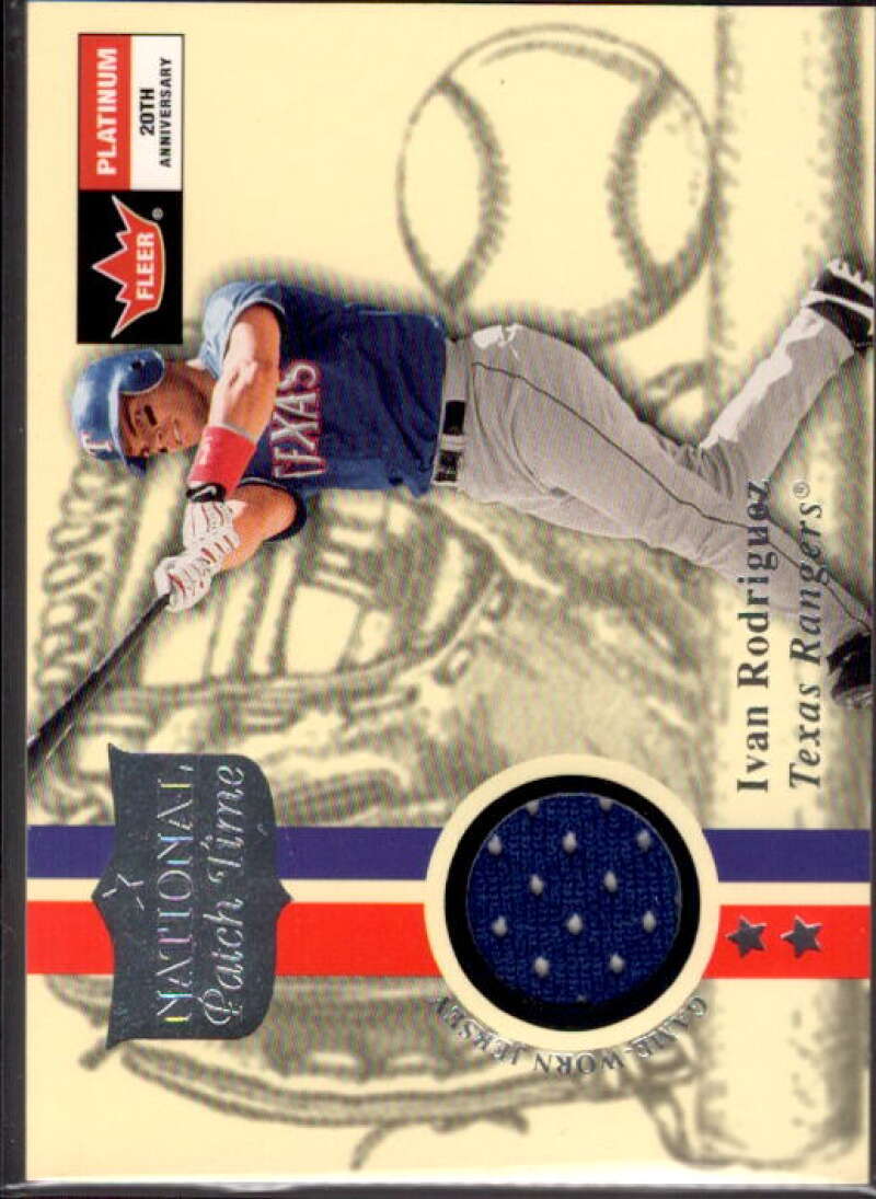 Ivan Rodriguez Blue-White Card 2001 Fleer Platinum National Patch Time #49  Image 1