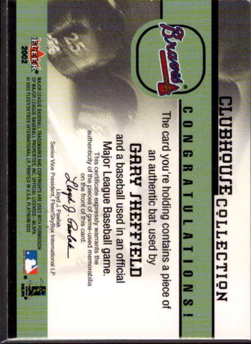 Gary Sheffield Ball-Bat 2002 Fleer Platinum Clubhouse Memorabilia Combos #35  Image 2