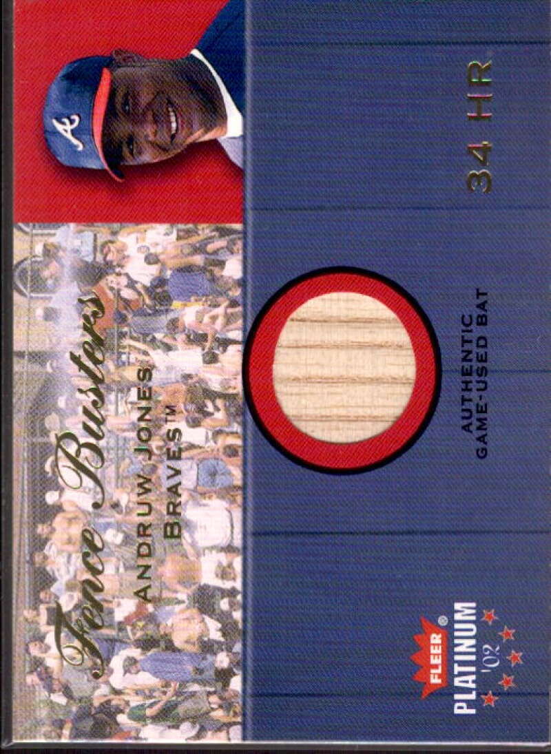 Andruw Jones Card 2002 Fleer Platinum Fence Busters #12  Image 1