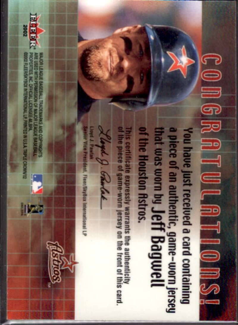 Jeff Bagwell Jsy Card 2002 Fleer Triple Crown RBI Kings Game Used #1  Image 2