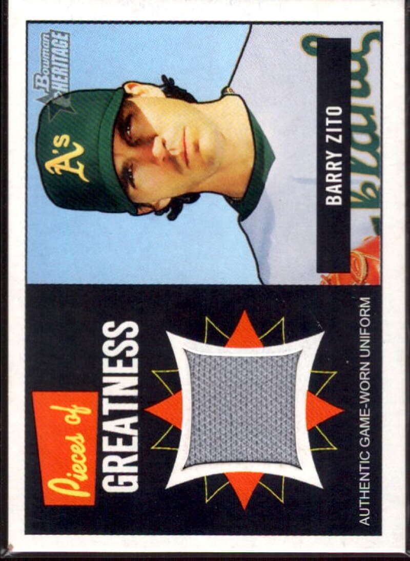Barry Zito Uni Card 2005 Bowman Heritage Pieces of Greatness Relics #BZ  Image 1