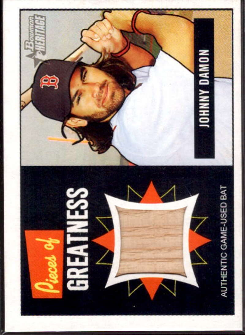 Johnny Damon Bat Card 2005 Bowman Heritage Pieces of Greatness Relics #JD  Image 1