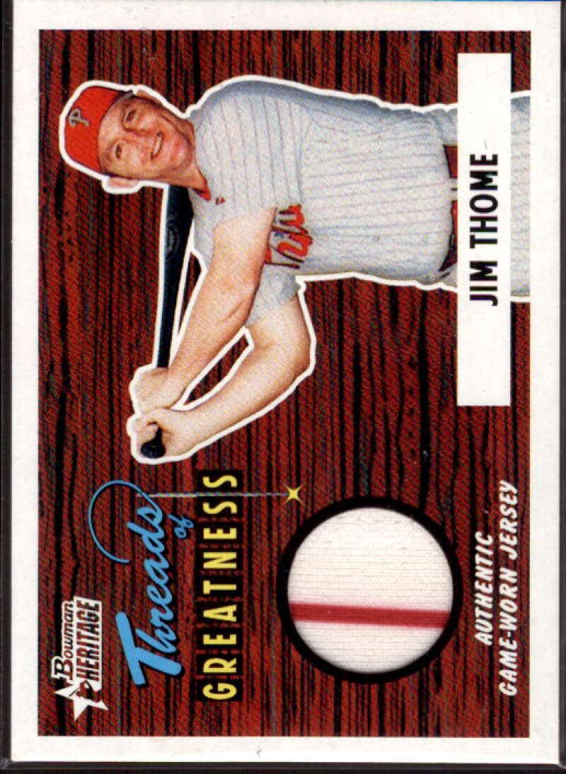 Jim Thome Jsy Card 2004 Bowman Heritage Threads of Greatness #JT  Image 1