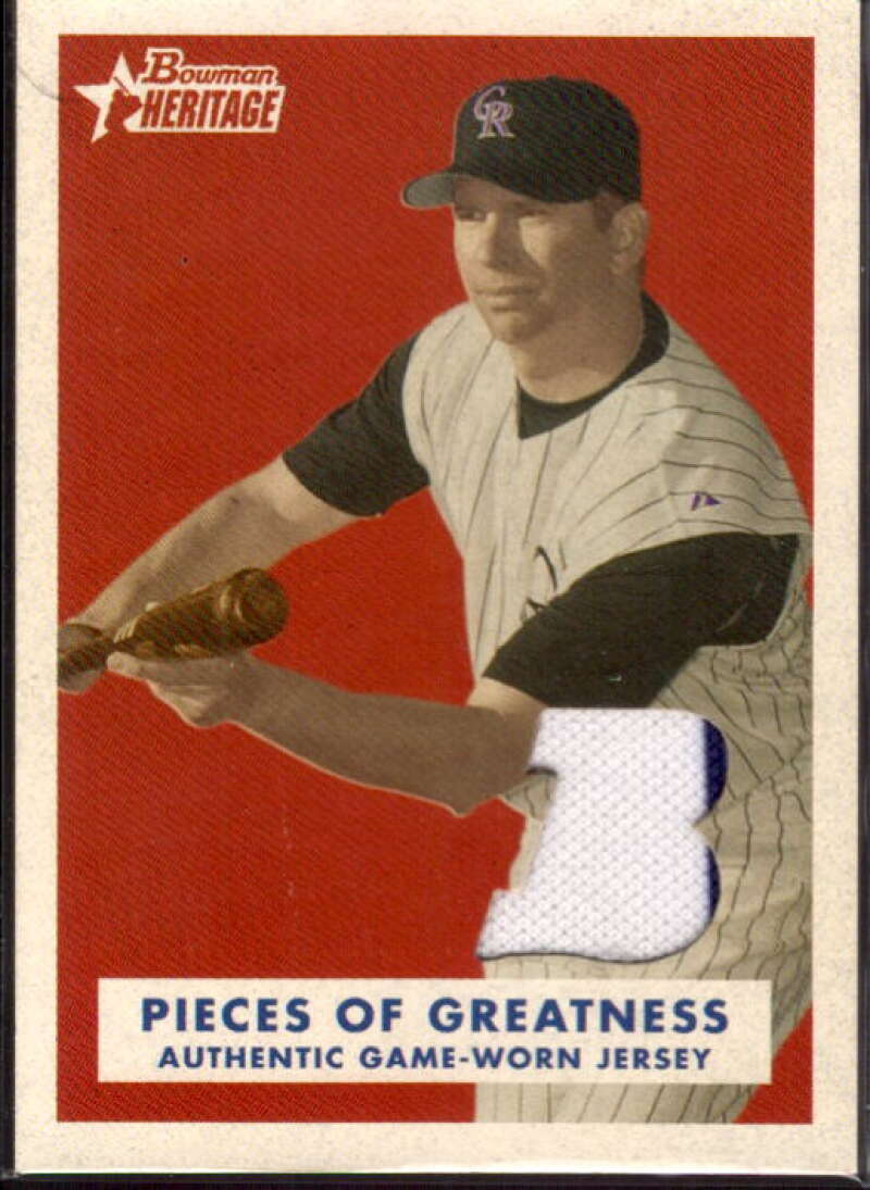Todd Helton Jsy Card 2006 Bowman Heritage Pieces of Greatness #THE  Image 1