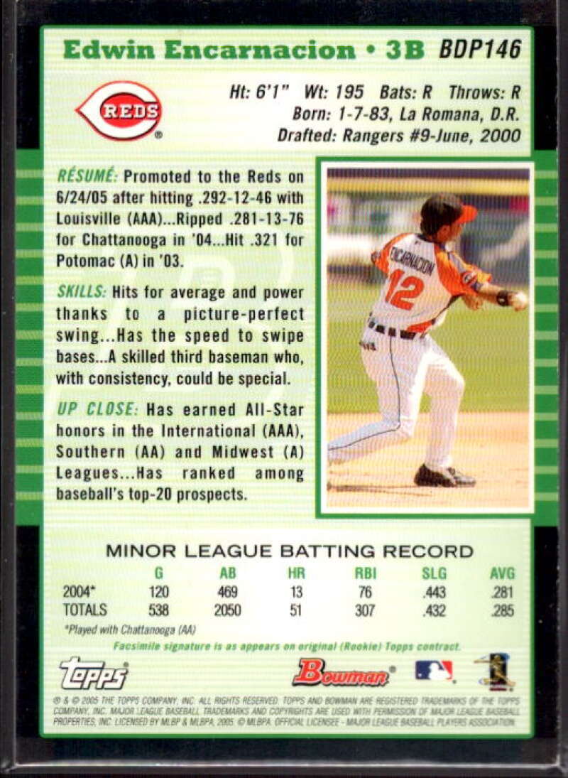 Edwin Encarnacion Card 2005 Bowman Draft Futures Game Jersey Relics #146  Image 2