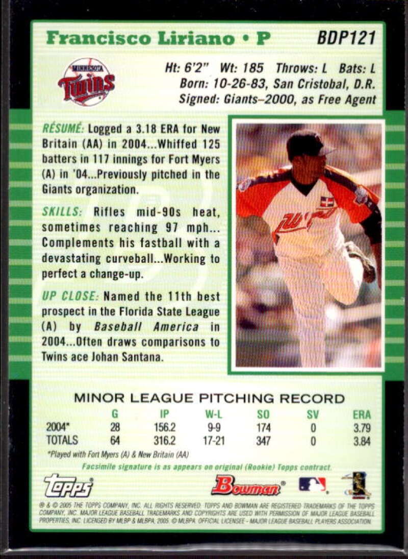 Francisco Liriano Card 2005 Bowman Draft Futures Game Jersey Relics #121  Image 2