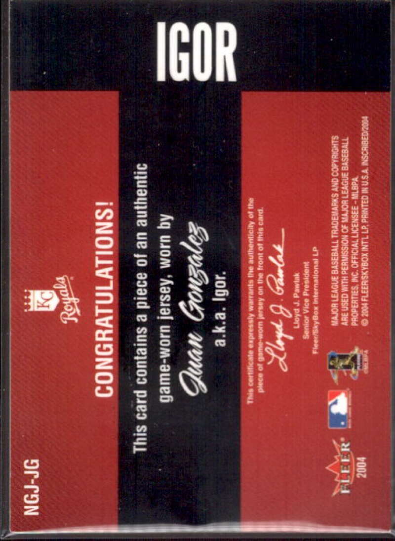 Juan Gonzalez Jsy 2004 Fleer InScribed Names of the Game Material Copper #JG  Image 2