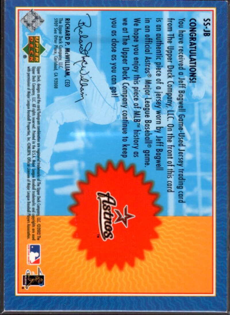Jeff Bagwell Card 2002 Upper Deck Sons of Summer Game Jersey #SSJB  Image 2