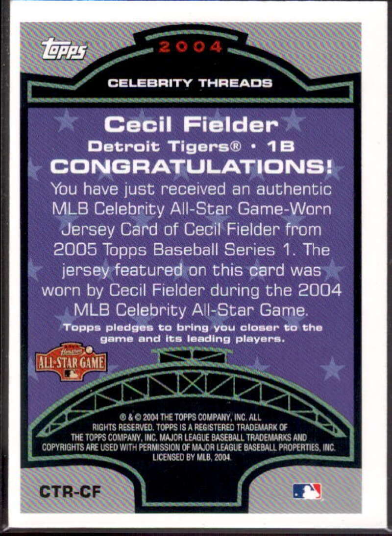 Cecil Fielder Rookie Card 2005 Topps Celebrity Threads Jersey Relics #CF  Image 2