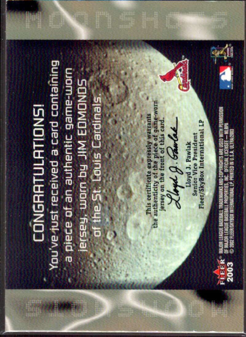 Jim Edmonds Jsy Card 2003 Ultra Moonshots Memorabilia #JE  Image 2