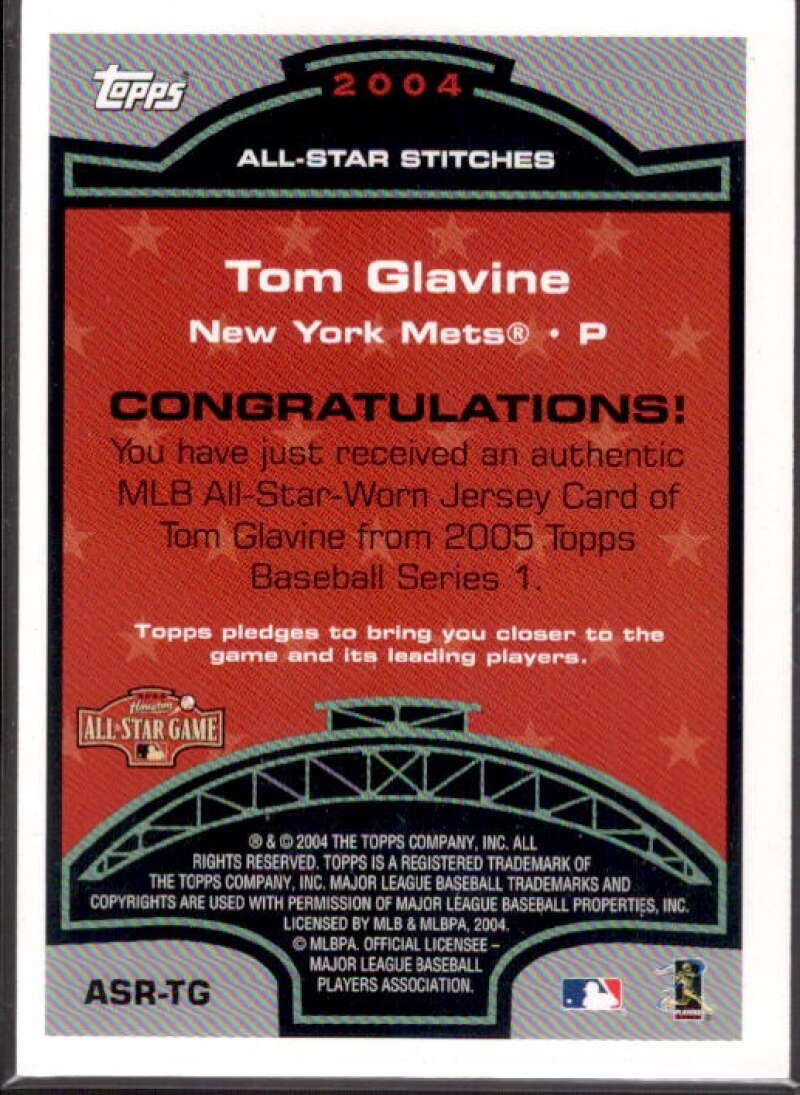 Tom Glavine Card 2004 Topps All-Star Stitches Relics #TG  Image 2