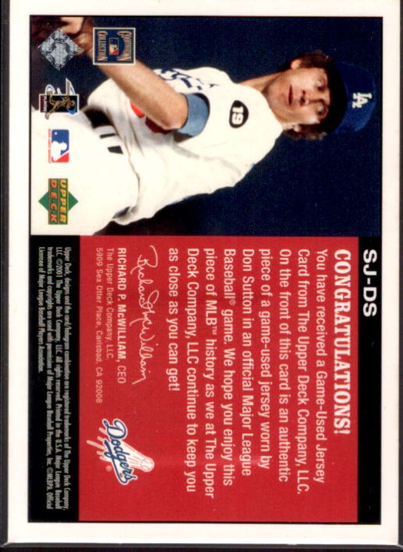 Don Sutton Card 2002 Upper Deck All-Star Salute Game Jersey #SJDS  Image 2
