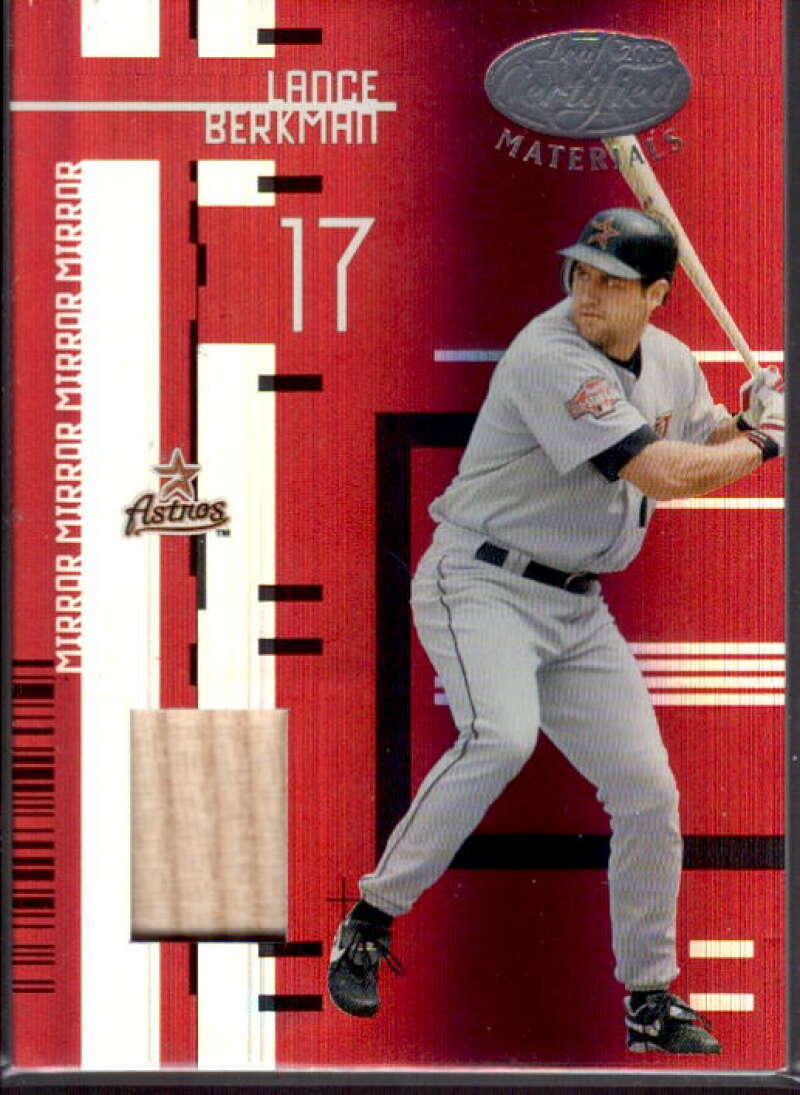 Lance Berkman Card 2005 Leaf Certified Materials Mirror Bat Red #93  Image 1
