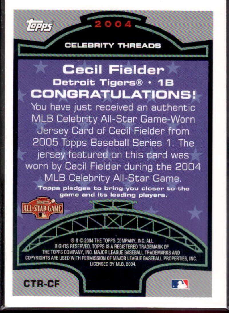Cecil Fielder Card 2005 Topps Celebrity Threads Jersey Relics #CF  Image 2