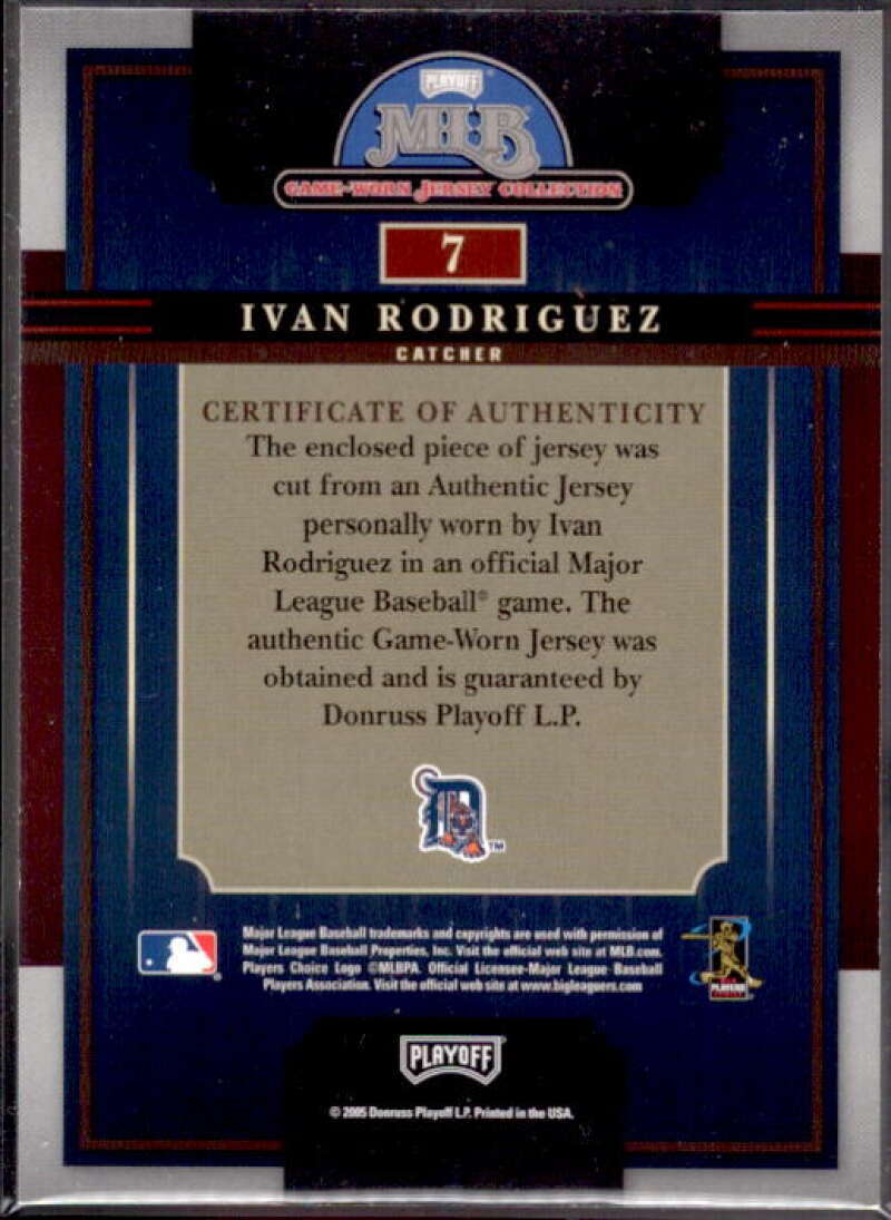 Ivan Rodriguez 2005 Playoff Prestige Playoff MLB Game-Worn Jersey Collection #7  Image 2