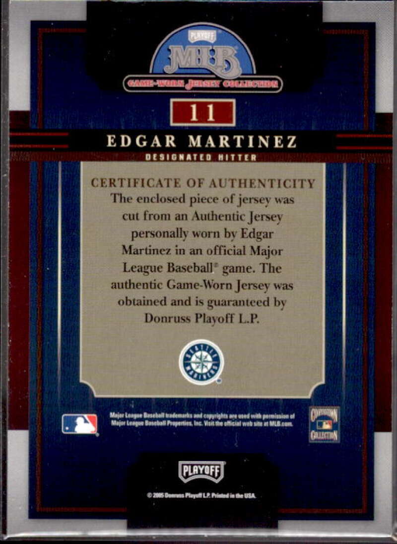 Edgar Martinez 2005 Playoff Prestige Playoff MLB Game-Worn Jsy Collection #11  Image 2