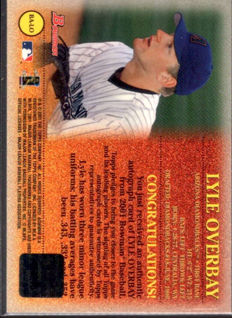 Lyle Overbay Card 2001 Bowman Autographs #BALO  Image 2
