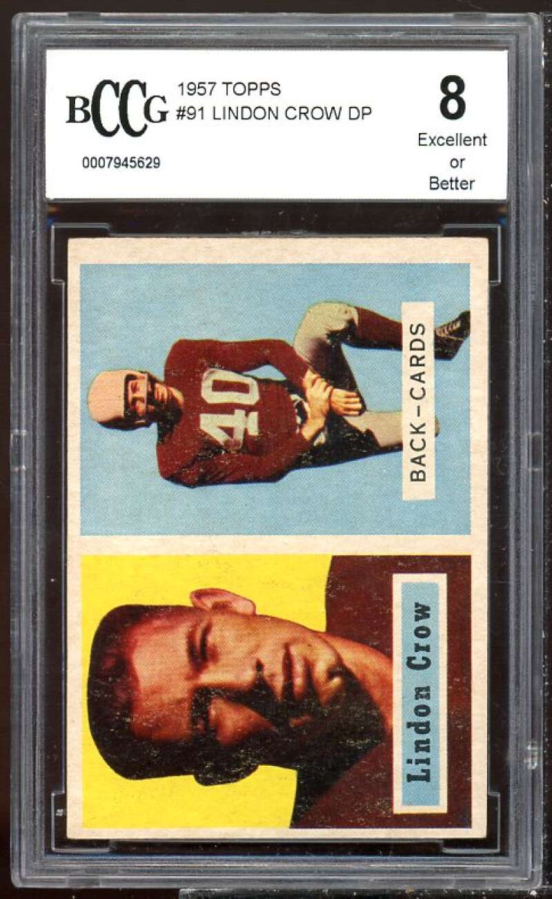 Lindon Crow Card 1957 Topps #91 BGS BCCG 8 Image 1