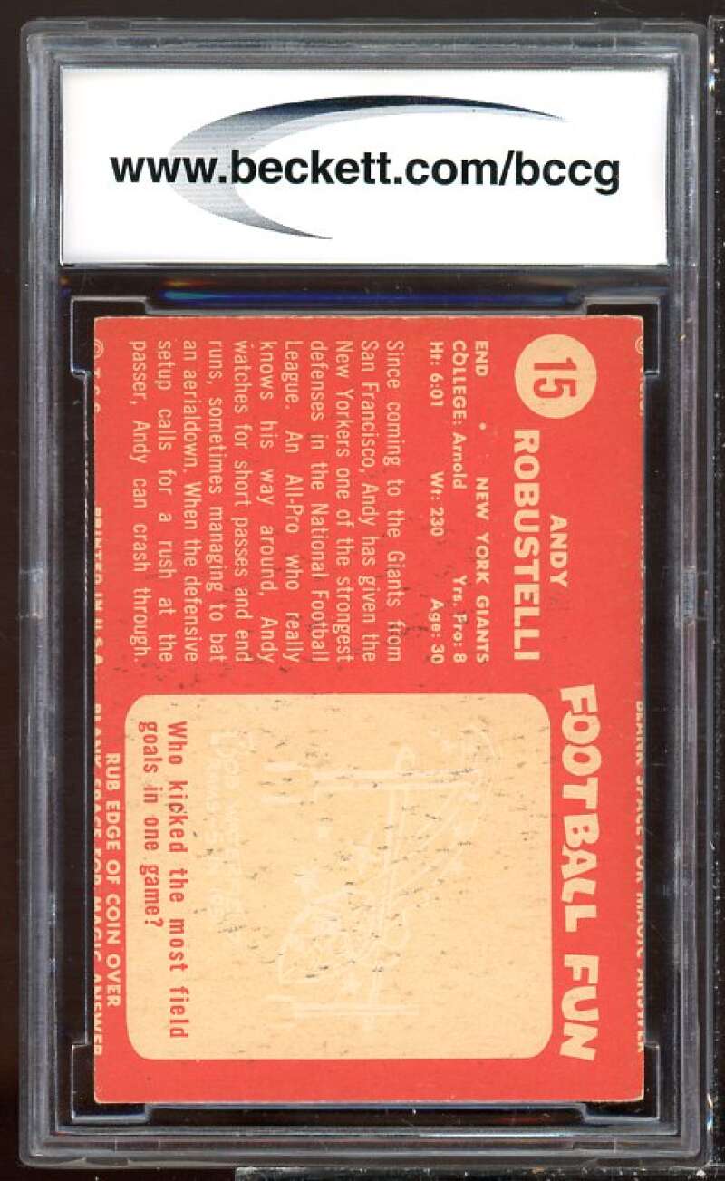 Andy Robustelli Card 1958 Topps #15 BGS BCCG 6 Image 2