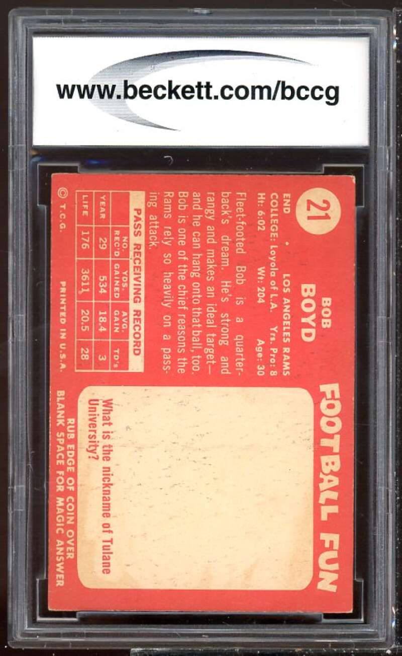 Bob Boyd Card 1958 Topps #21 BGS BCCG 8 Image 2