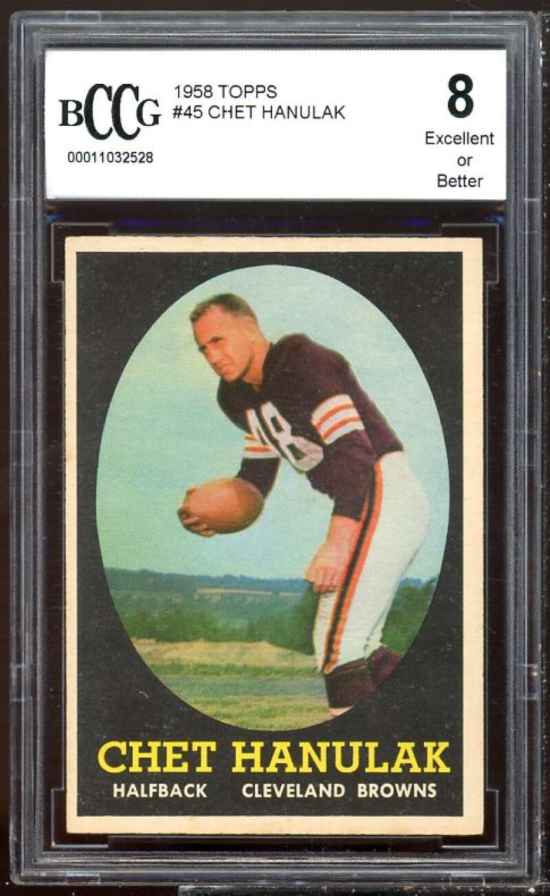 Chet Hanulak Card 1958 Topps #45 BGS BCCG 8 Image 1