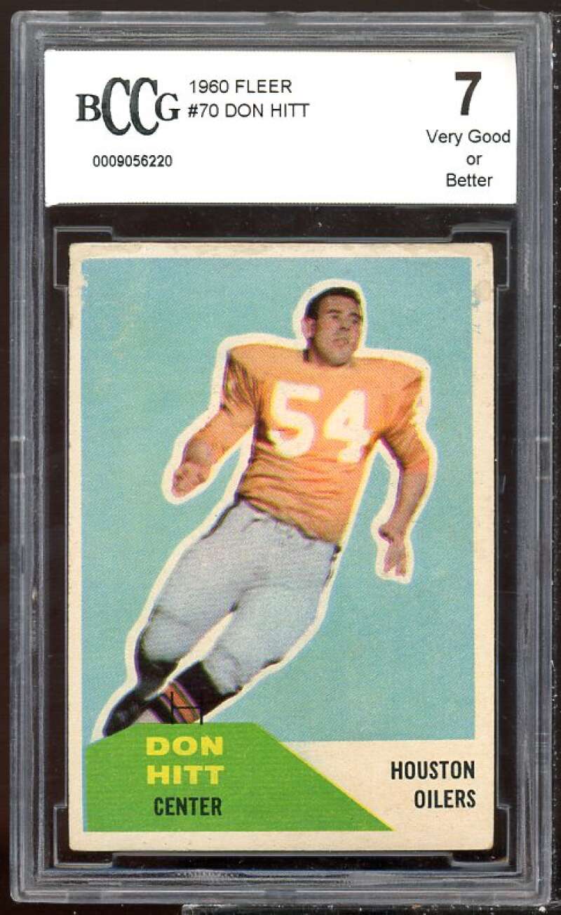 Don Hitt Rookie Card 1960 Fleer #70 BGS BCCG 7 Image 1