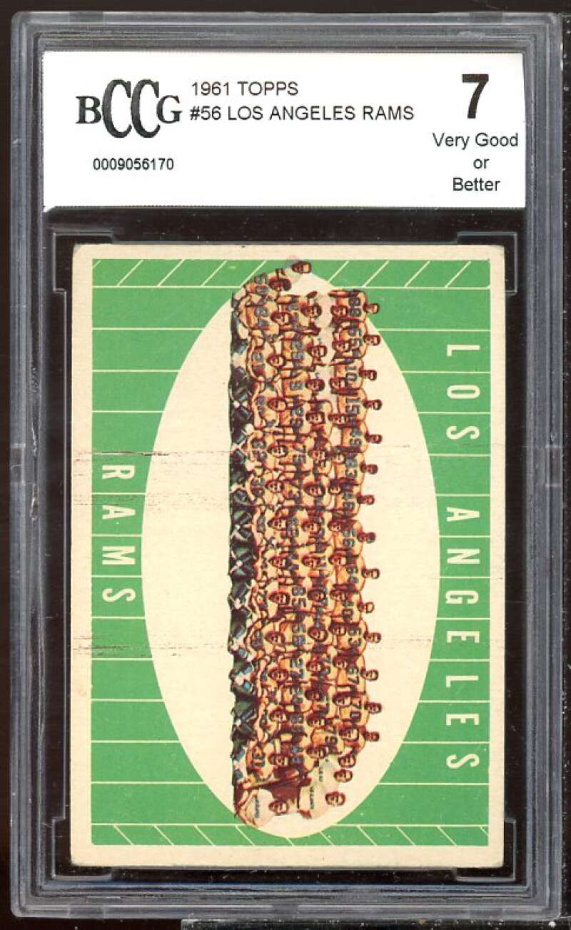 Los Angeles Rams Team Card 1961 Topps #56 BGS BCCG 7 Image 1