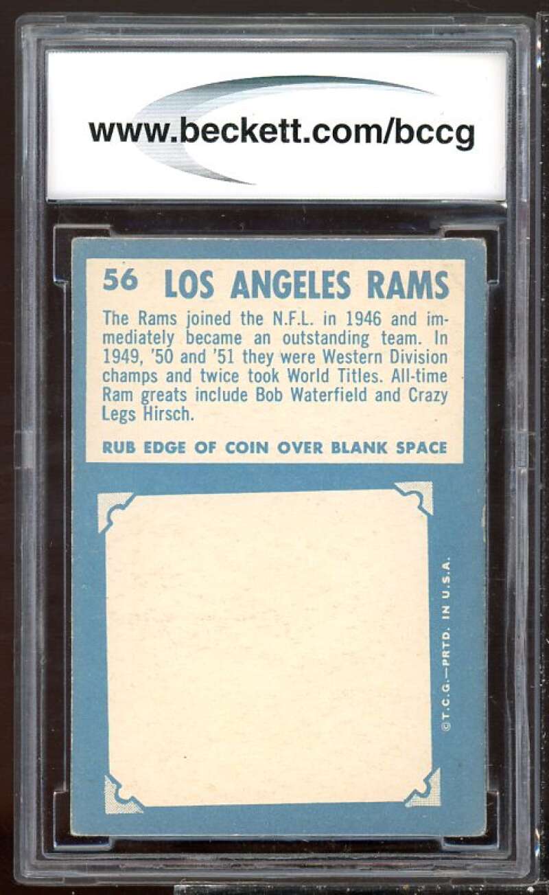 Los Angeles Rams Team Card 1961 Topps #56 BGS BCCG 7 Image 2