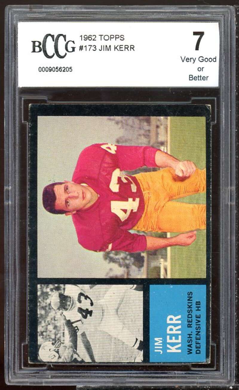 Jim Kerr Rookie Card 1962 Topps #173 BGS BCCG 7 Image 1