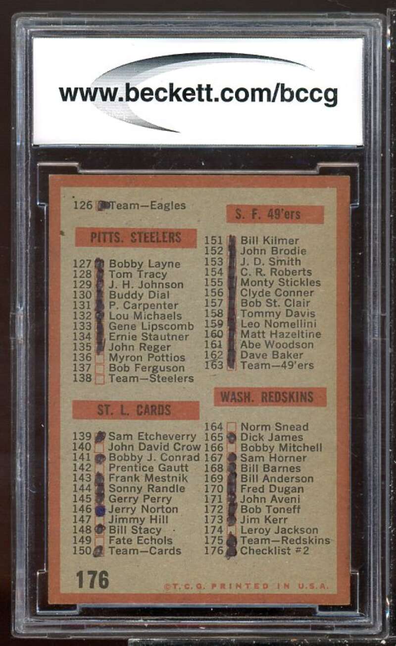 Checklist (marked) 90-176 Card 1962 Topps #176 BGS BCCG 6 Image 2