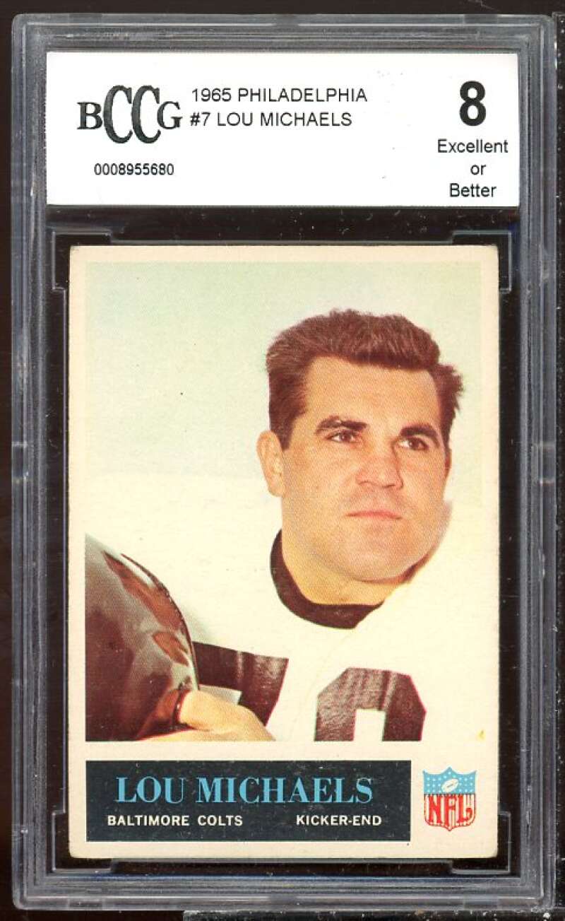 Lou Michaels Card 1965 Philadelphia #7 BGS BCCG 8 Image 1