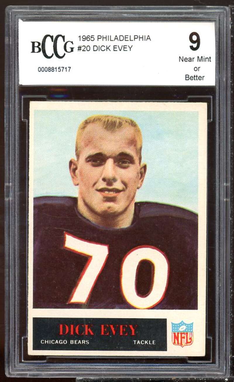 Dick Evey Rookie Card 1965 Philadelphia #20 BGS BCCG 9 Image 1
