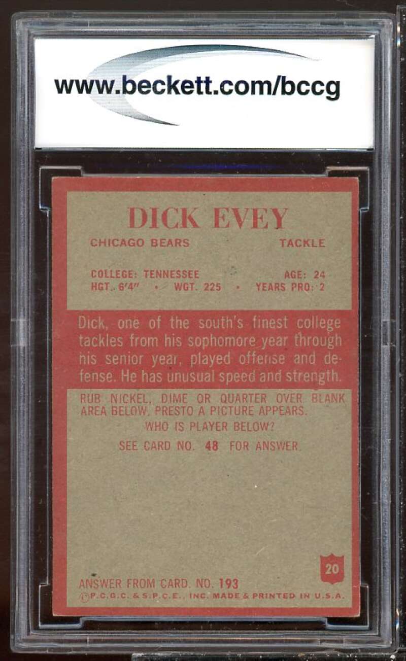 Dick Evey Rookie Card 1965 Philadelphia #20 BGS BCCG 9 Image 2