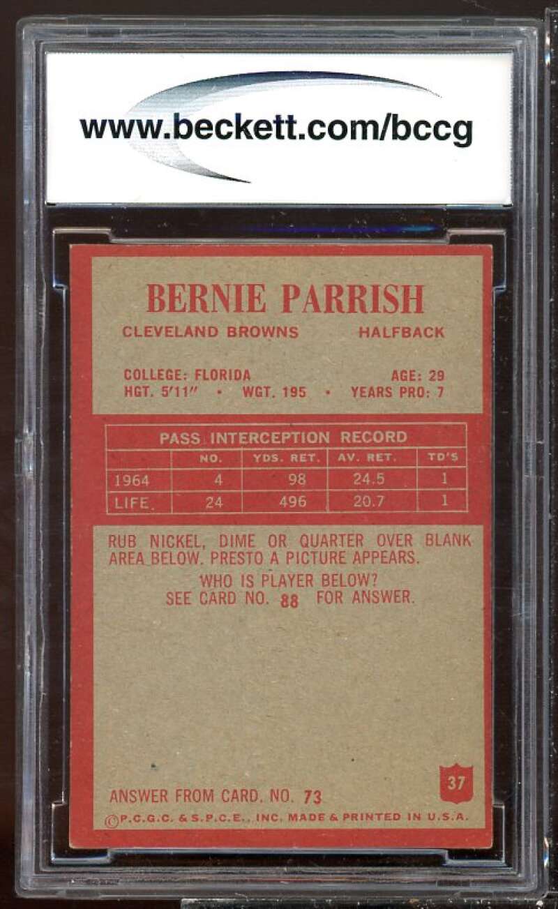 Bernie Parrish Card 1965 Philadelphia #37 BGS BCCG 8 Image 2