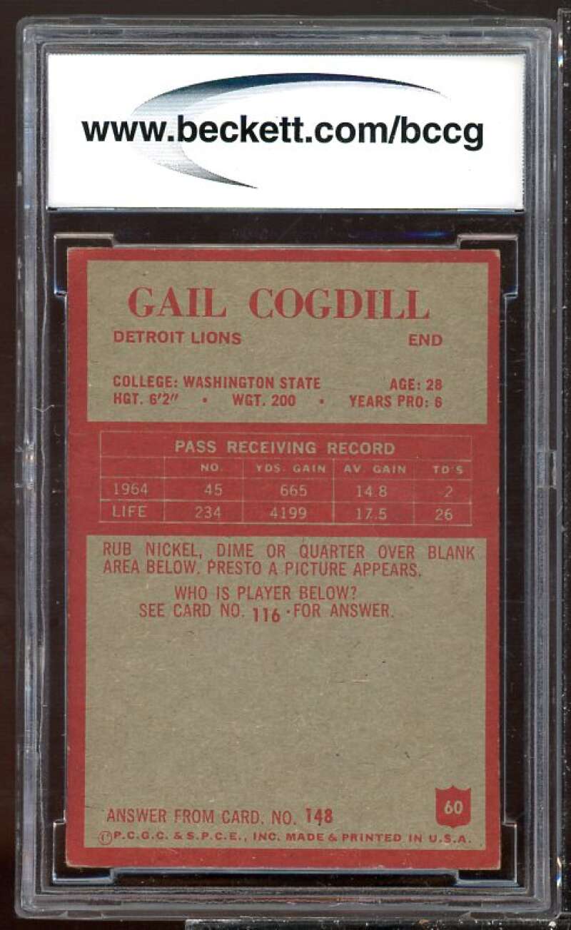 Gail Cogdill Card 1965 Philadelphia #60 BGS BCCG 8 Image 2