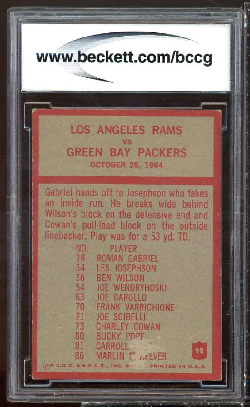 Los Angeles Rams Play Card 1965 Philadelphia #98 BGS BCCG 8 Image 2