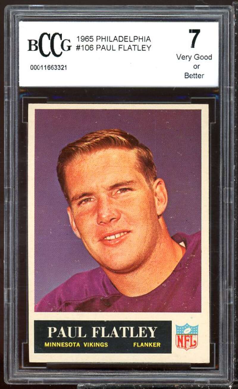 Paul Flatley Card 1965 Philadelphia #106 BGS BCCG 7 Image 1