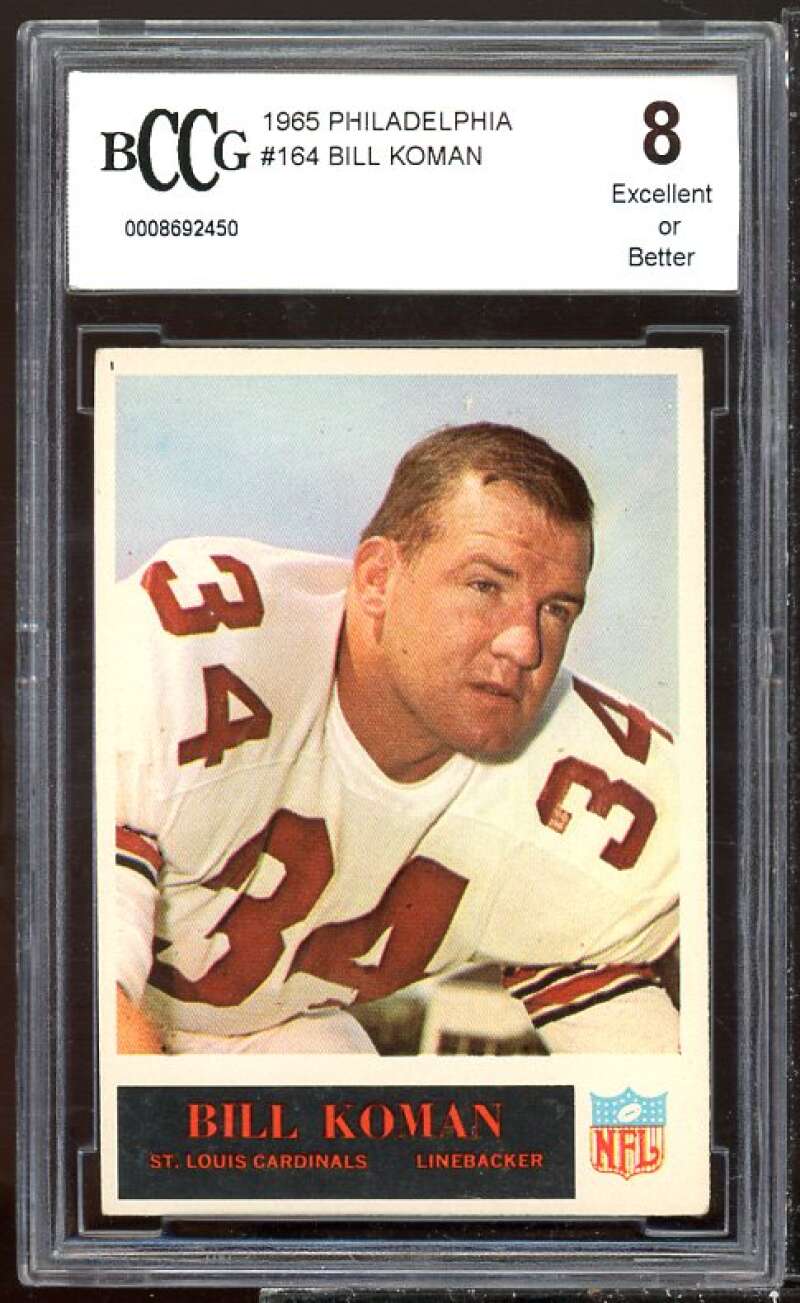 Bill Koman Card 1965 Philadelphia #164 BGS BCCG 8 Image 1