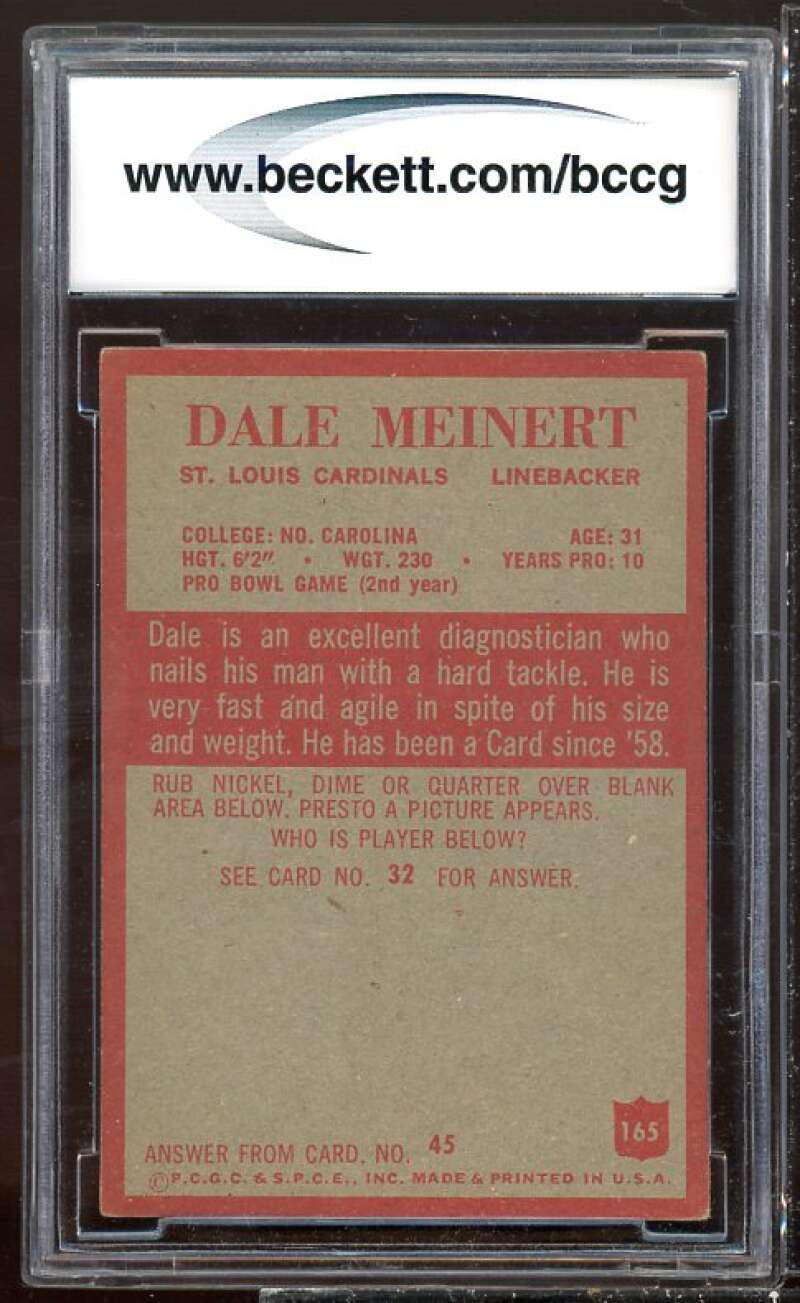 Dale Meinert Card 1965 Philadelphia #165 BGS BCCG 8 Image 2