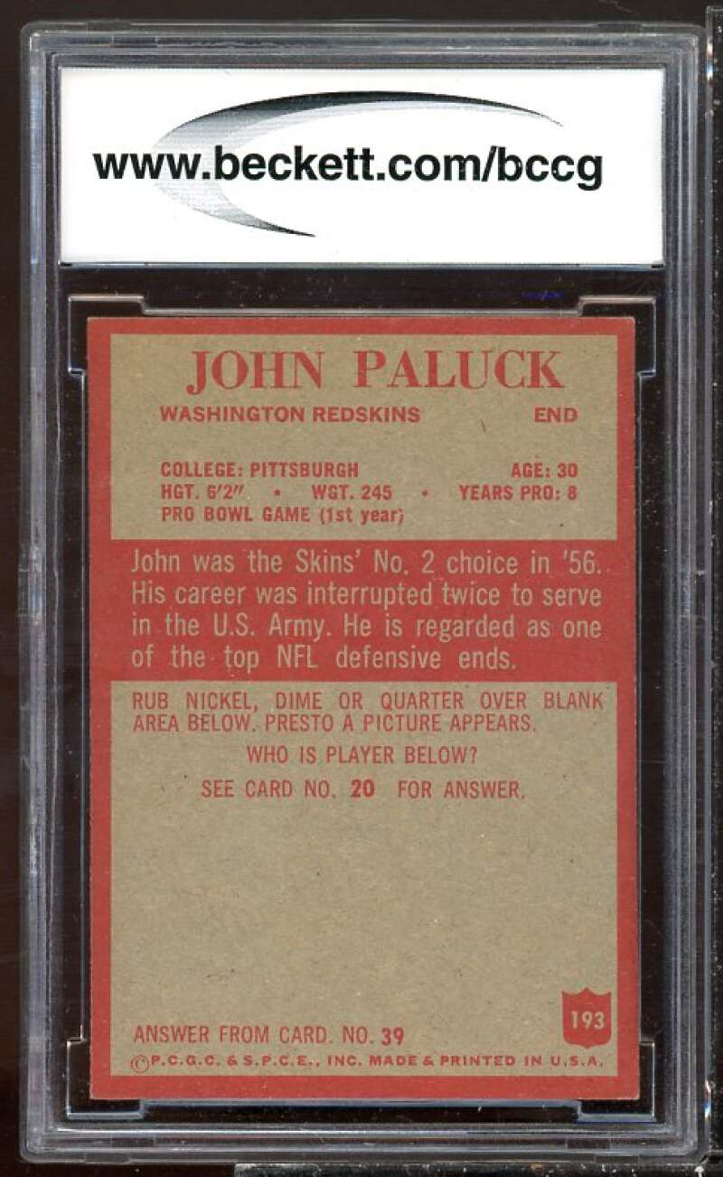 John Paluck Card 1965 Philadelphia #193 BGS BCCG 9 Image 2