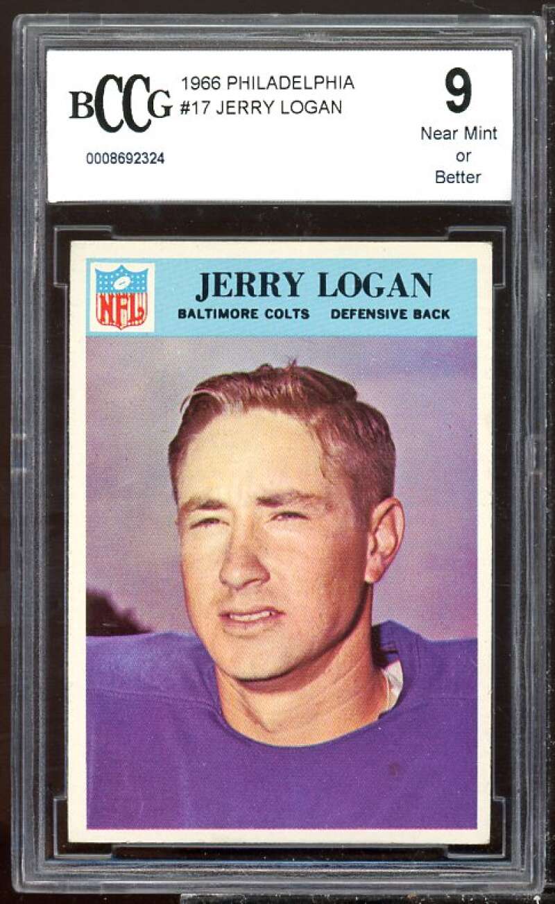 Jerry Logan Card 1966 Philadelphia #17 BGS BCCG 9 Image 1