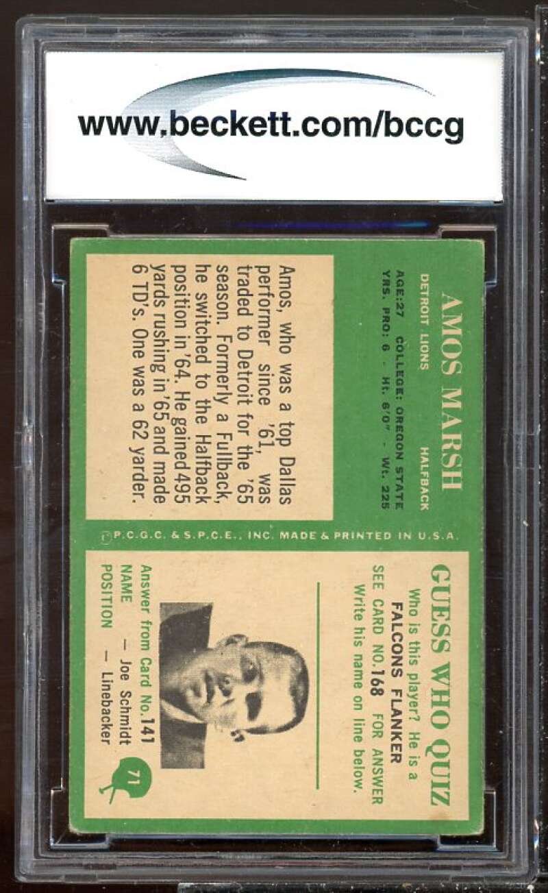 Amos Marsh Card 1966 Philadelphia #71 BGS BCCG 8 Image 2