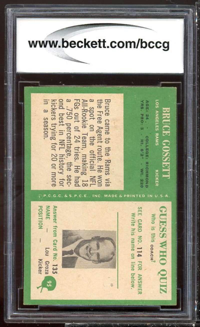 Bruce Gossett Rookie Card 1966 Philadelphia #95 BGS BCCG 9 Image 2