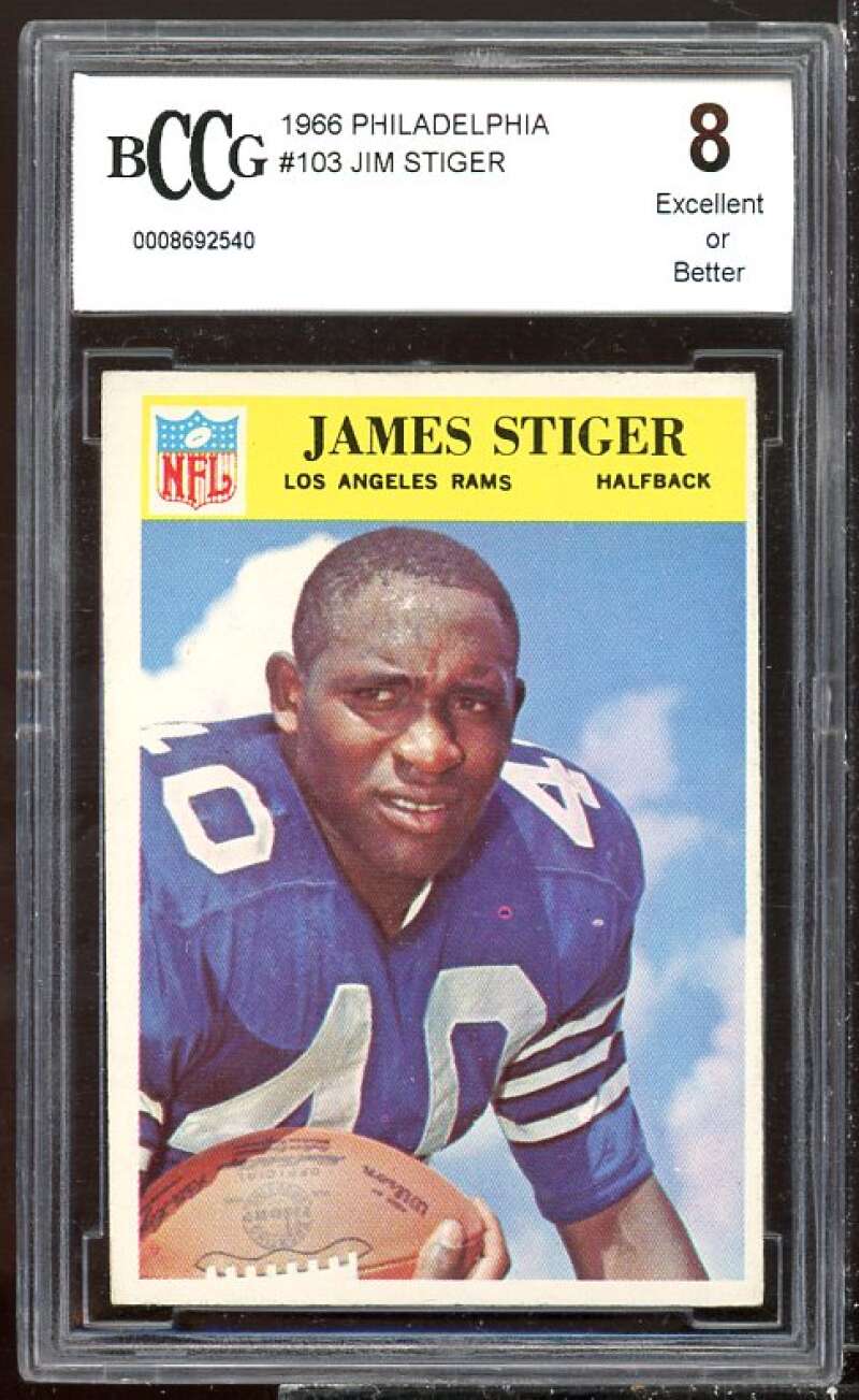 James Stiger Rookie Card 1966 Philadelphia #103 BGS BCCG 8 Image 1